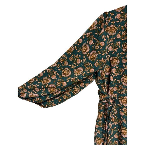 NEW! Topshop Willmor Floral Print Maternity Wrap Dress Green Women's Size 10 - Picture 4 of 11